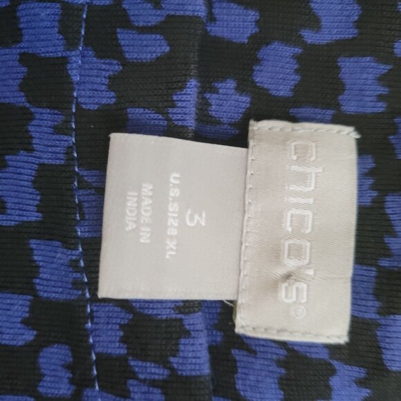 Chicos Pima Checkered Button Sleeve Womens Patterned Top - Size XL - Picture 5 of 6